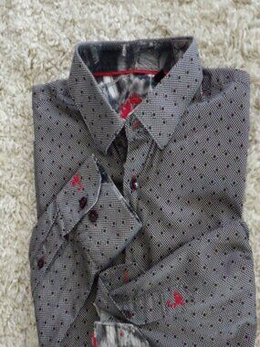 Mr. Smith Men's Geometric Flip Cuff Long Sleeve Button Down Dress Shirt Large